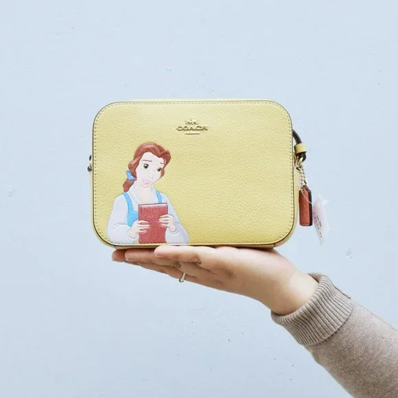 NWT Camera Bag Disney Belle Vanilla Cream Leather